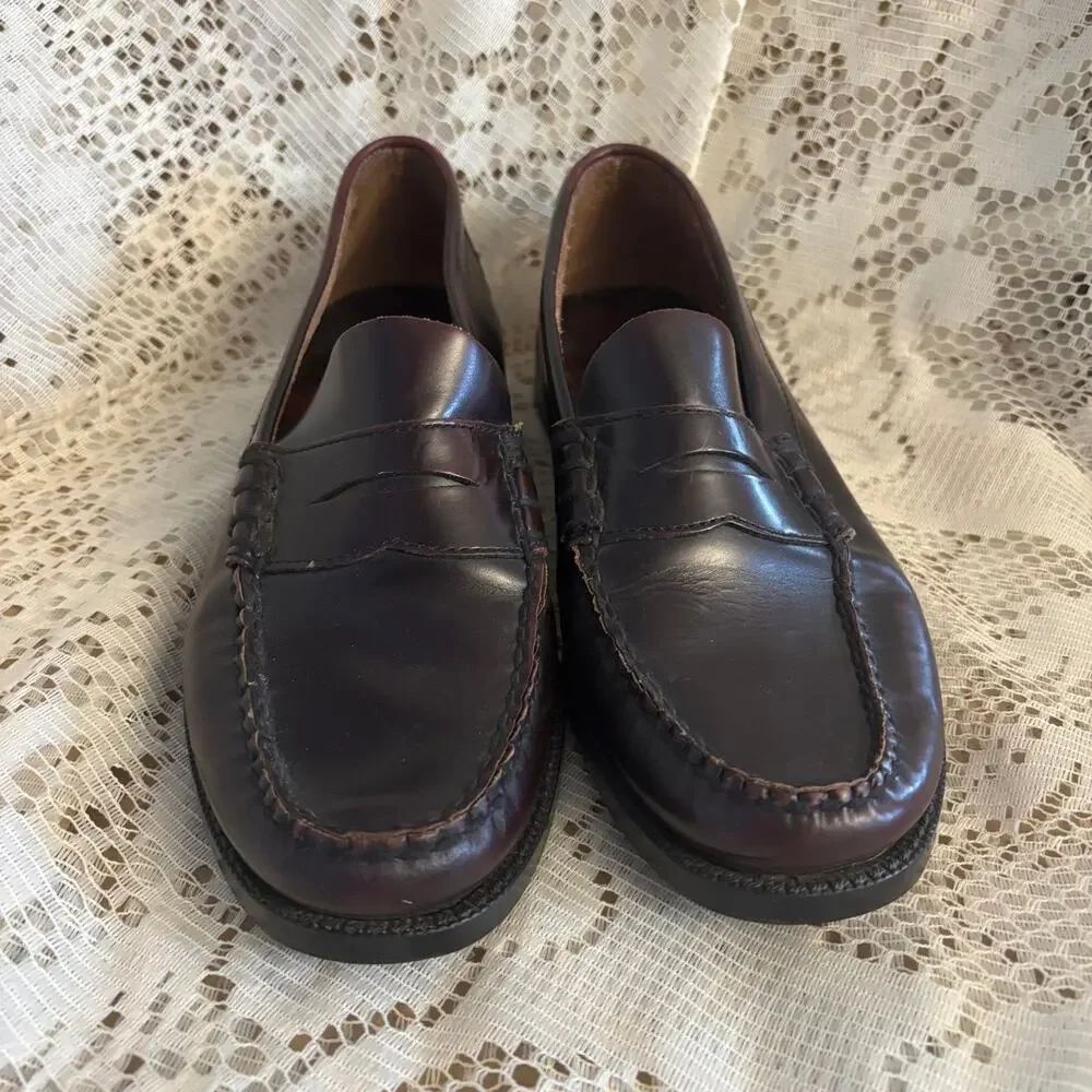 G.H. Bass Weejuns Men's US 8 Dark Burgundy Leather Loafers Shoes
